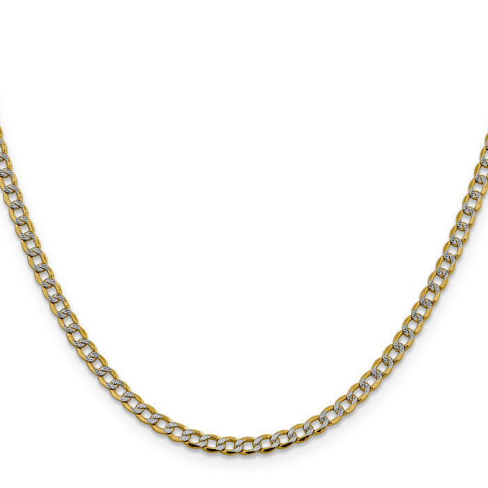 14K Solid Yellow Gold 3.4mm Curb Link Chain Necklace