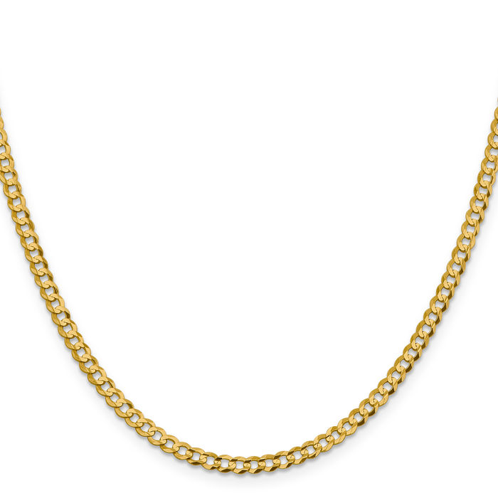 14K Solid Yellow Gold 3.7mm Cuban Curb Link Chain Necklace