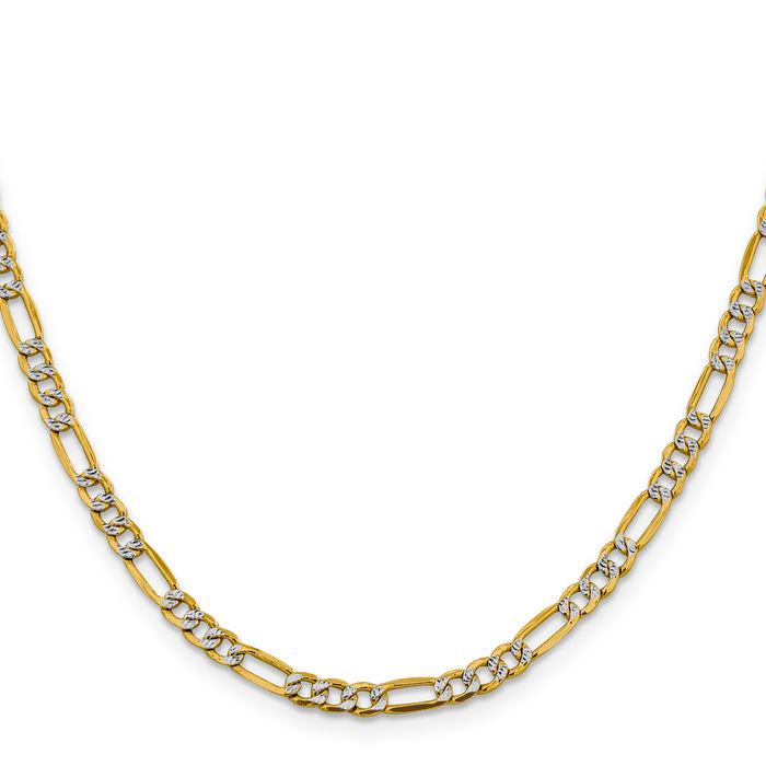 14K Yellow Gold 3.9mm Figaro Link Chain Necklace 24 inch