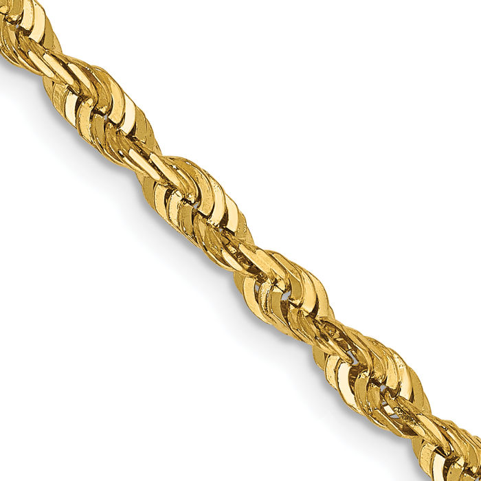 14K Solid Yellow Gold 4mm Rope Chain Twisted Link Necklace