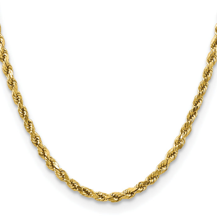 14K Solid Yellow Gold 4mm Rope Chain Twisted Link Necklace