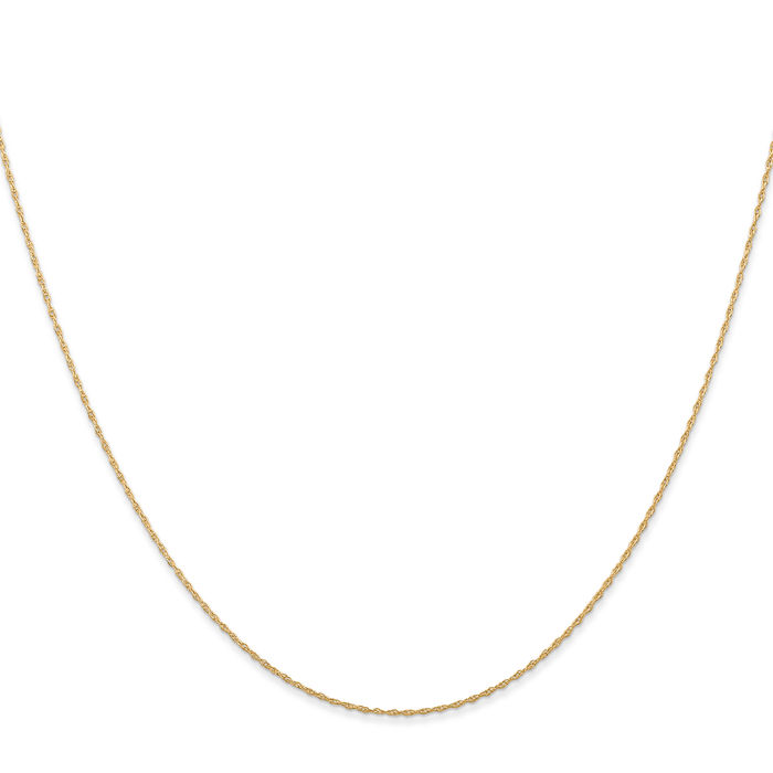 14K Solid Yellow Gold 0.5mm Cable Rope Chain Twisted Link Necklace