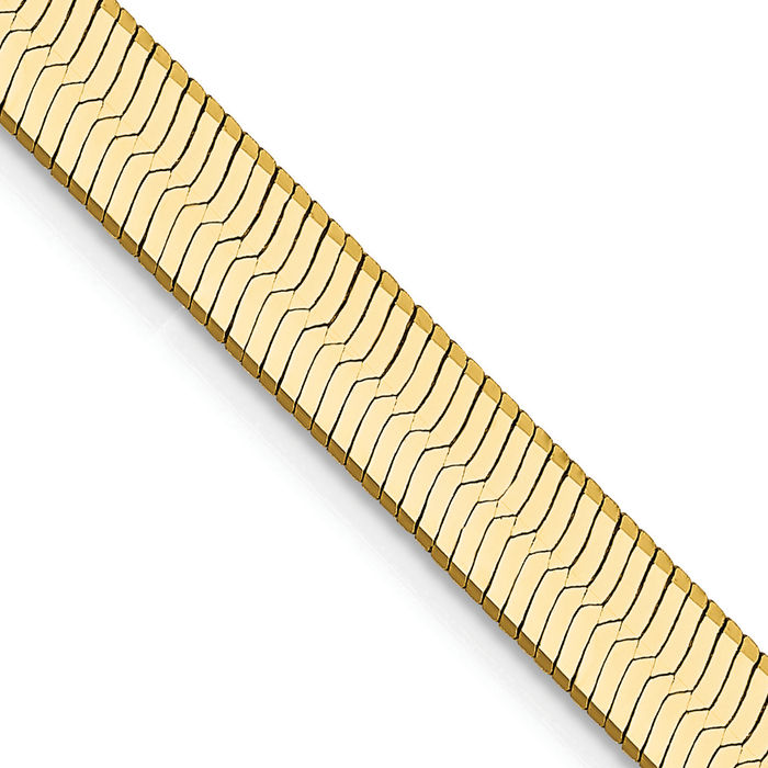 14K Solid Yellow Gold 5mm Herringbone Chain Necklace