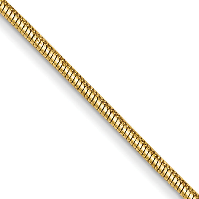 14K Solid Yellow Gold 0.8mm Round Cubetto Omega Snake Chain Herringbone Necklace