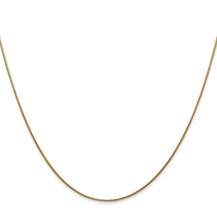 14K Solid Yellow Gold 0.8mm Round Cubetto Omega Snake Chain Herringbone Necklace