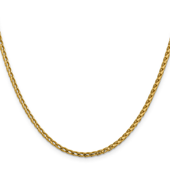 14K Solid Yellow Gold 2.45mm Franco Link Chain Necklace