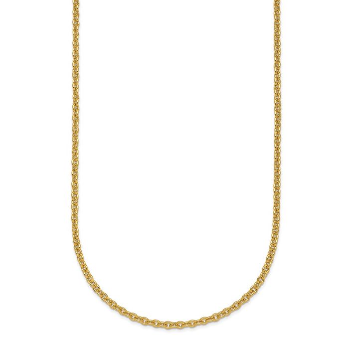 14K Solid Yellow Gold 2.4mm Cable Rolo Link Chain Belcher Necklace