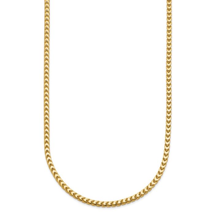 14K Solid Yellow Gold 2.4mm Franco Link Chain Necklace