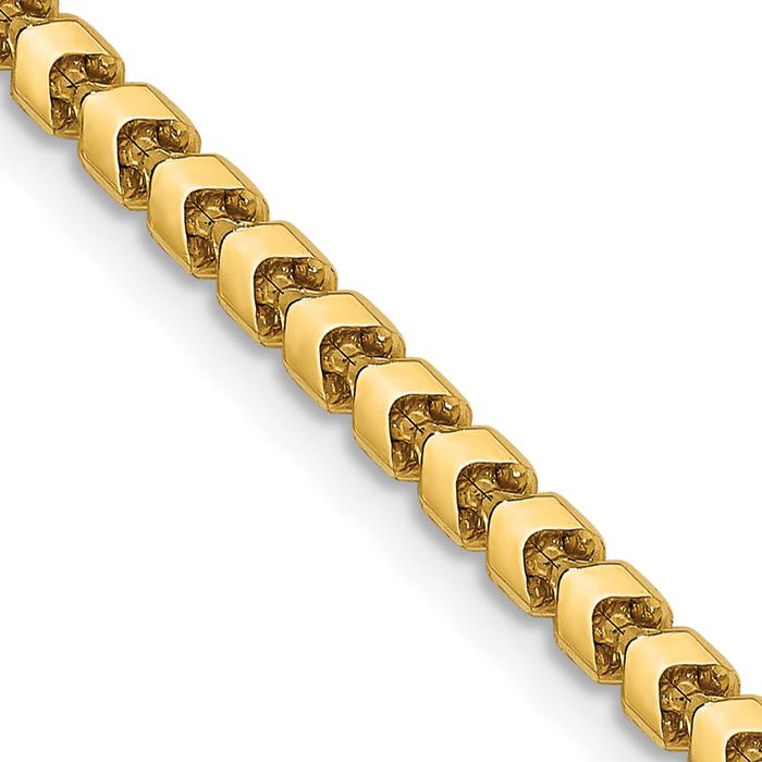 14K Solid Yellow Gold 2.4mm Franco Link Chain Necklace