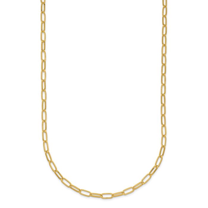 14K Solid Yellow Gold 2.4mm Oval Cable Rolo Link Chain Belcher Necklace