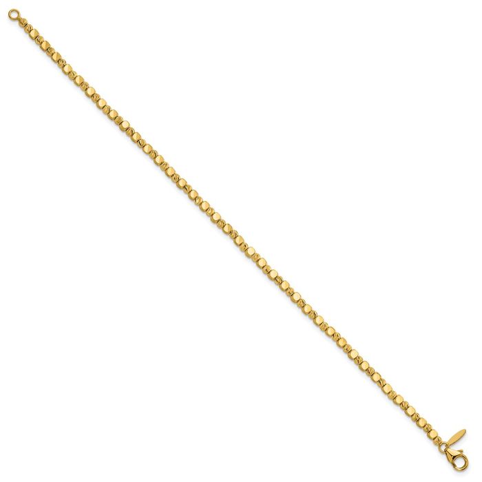 14K Solid Yellow Gold 2.5mm Bead Chain Bracelet