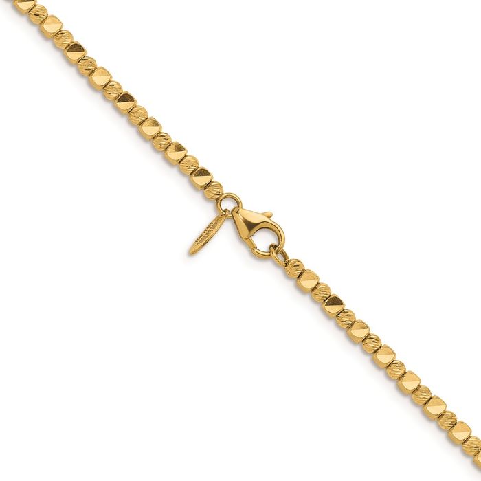 14K Solid Yellow Gold 2.5mm Bead Necklace Chain