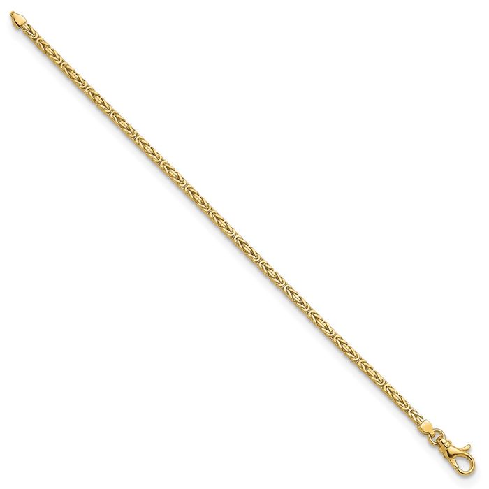 14K Solid Yellow Gold 2.5mm Byzantine Chain Bracelet