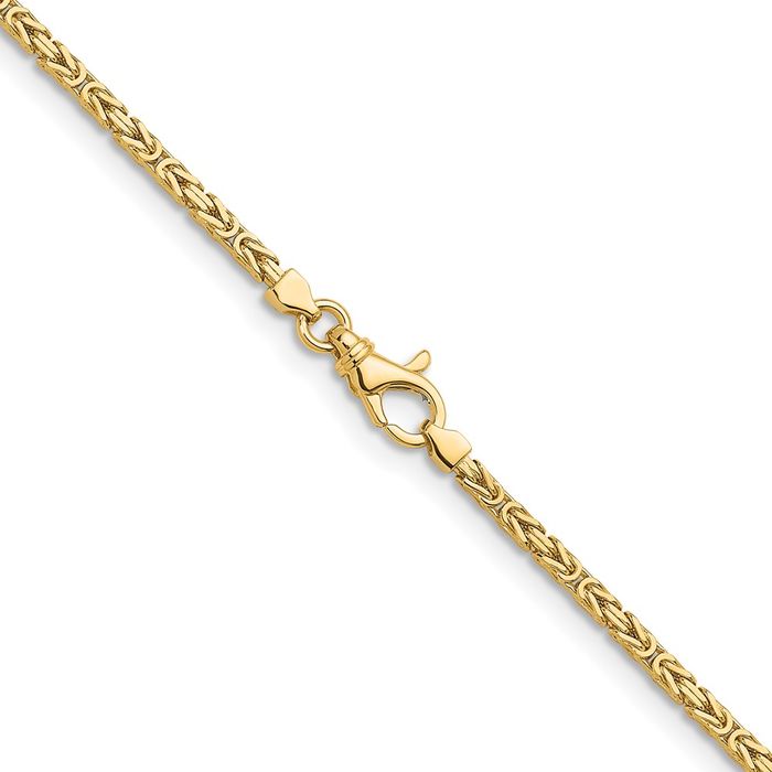 14K Solid Yellow Gold 2.5mm Byzantine Chain Necklace Viking