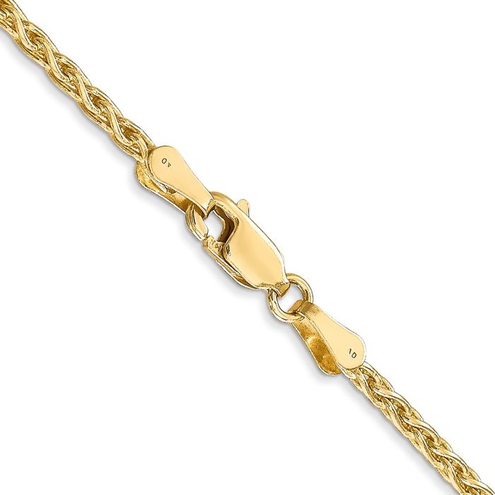 14K Solid Yellow Gold 2.25mm Parisian Spiga Wheat Link Chain Necklace