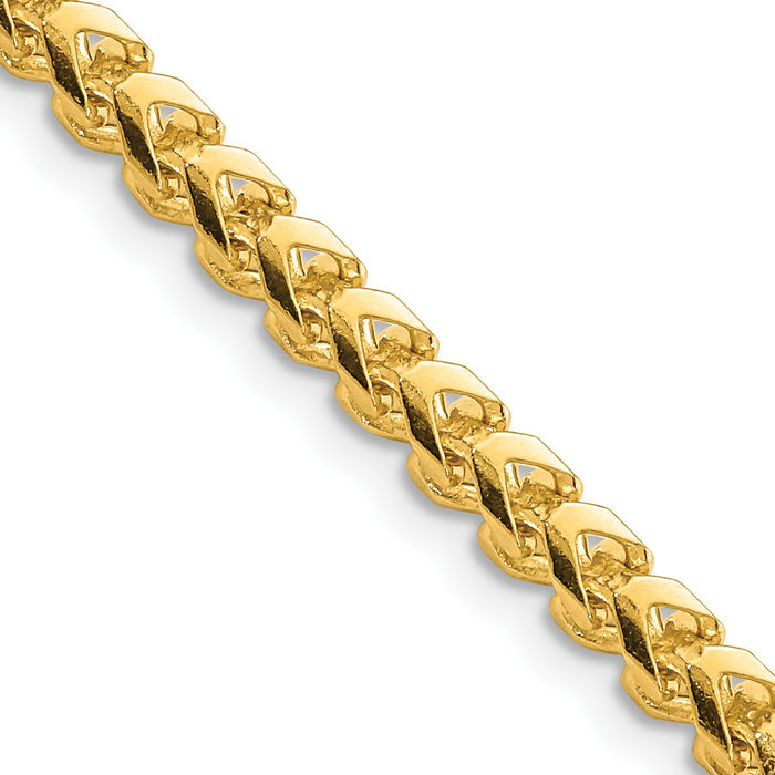 14K Solid Yellow Gold 3.7mm Franco Link Chain Necklace