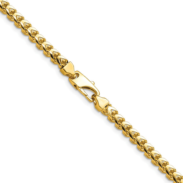 14K Solid Yellow Gold 3.7mm Franco Link Chain Necklace