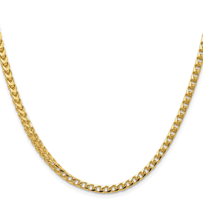 14K Solid Yellow Gold 3.7mm Franco Link Chain Necklace