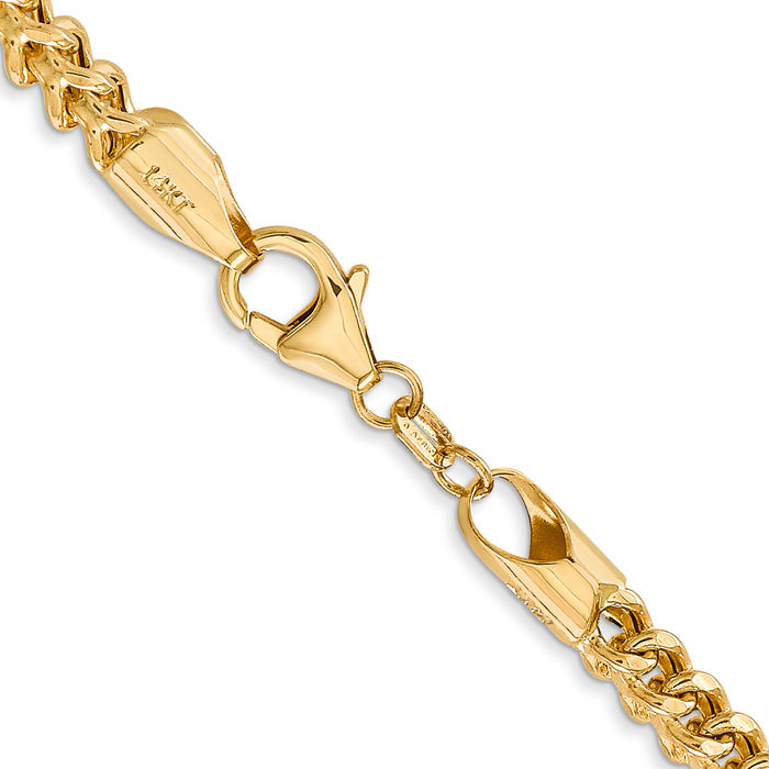 14K Solid Yellow Gold 3.7mm Franco Link Chain Necklace