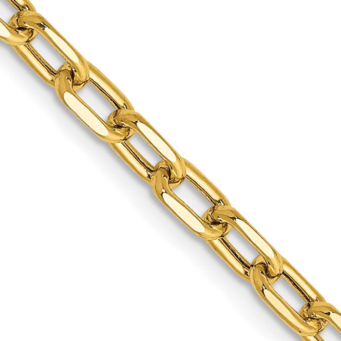 14K Solid Yellow Gold 3.7mm Cable Rolo Link Chain Belcher Necklace