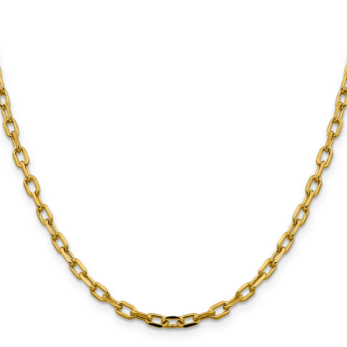 14K Solid Yellow Gold 3.7mm Cable Rolo Link Chain Belcher Necklace