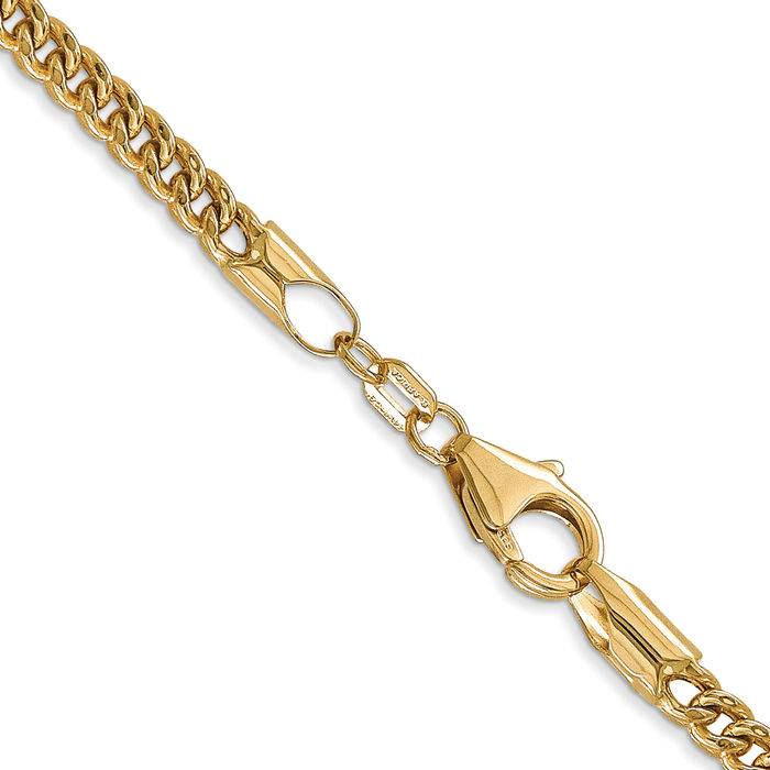 14K Solid Yellow Gold 3mm Franco Link Chain Necklace