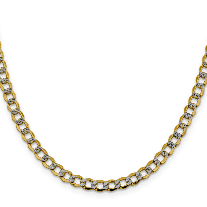 14K Solid Yellow Gold 5.2mm Curb Link Chain Necklace