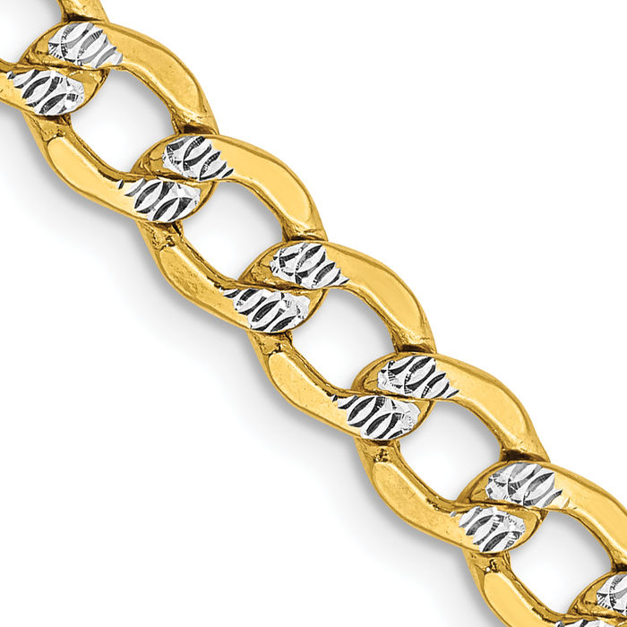 14K Solid Yellow Gold 5.2mm Curb Link Chain Necklace