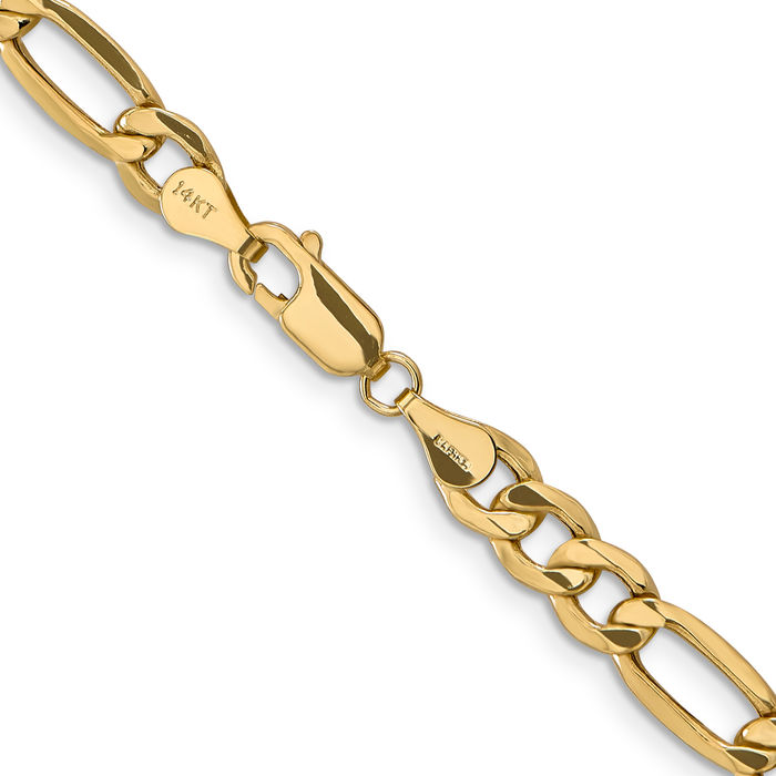 14K Solid Yellow Gold 8.5mm Figaro Link Chain Necklace