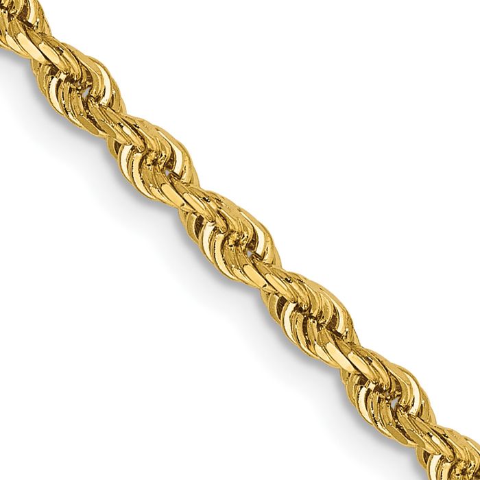 14K Solid Yellow Gold 2.75mm Quadruple Rope Chain Twisted Link Necklace