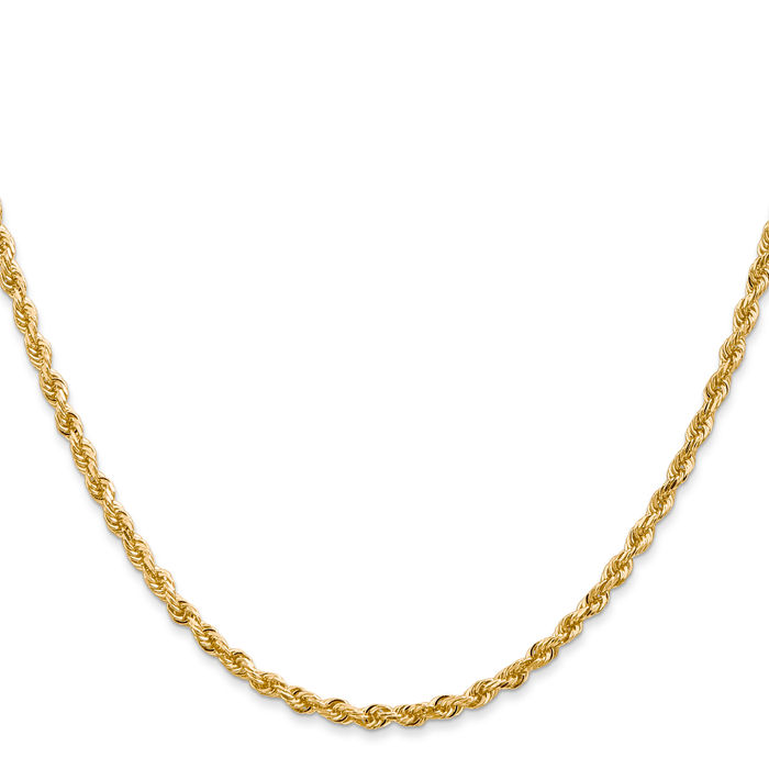 14K Solid Yellow Gold 2.75mm Quadruple Rope Chain Twisted Link Necklace