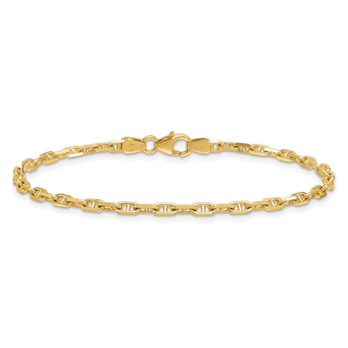 14K Solid Yellow Gold Mariner Bracelet outlet 2.7mm 7