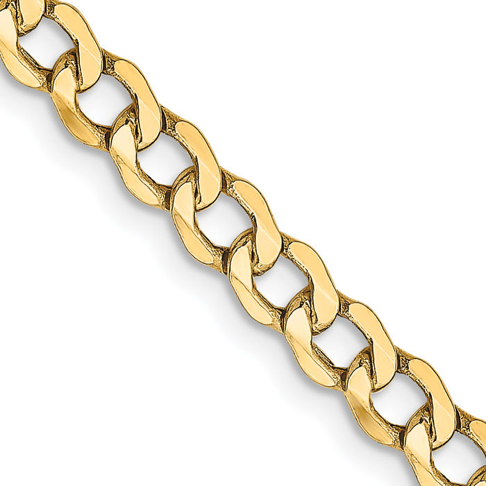 14K Solid Yellow Gold 4.3mm Curb Link Chain Necklace