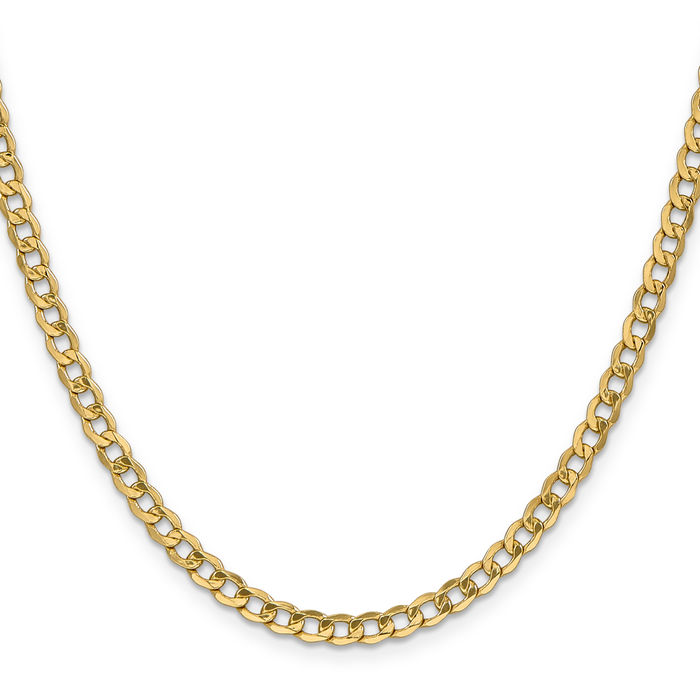 14K Solid Yellow Gold 4.3mm Curb Link Chain Necklace