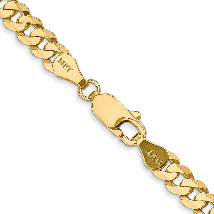 10K Solid Yellow Gold 2.9mm Curb Link Chain Necklace