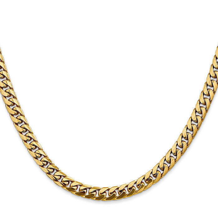 14K Solid Yellow Gold 5mm Miami Cuban Curb Link Chain Necklace