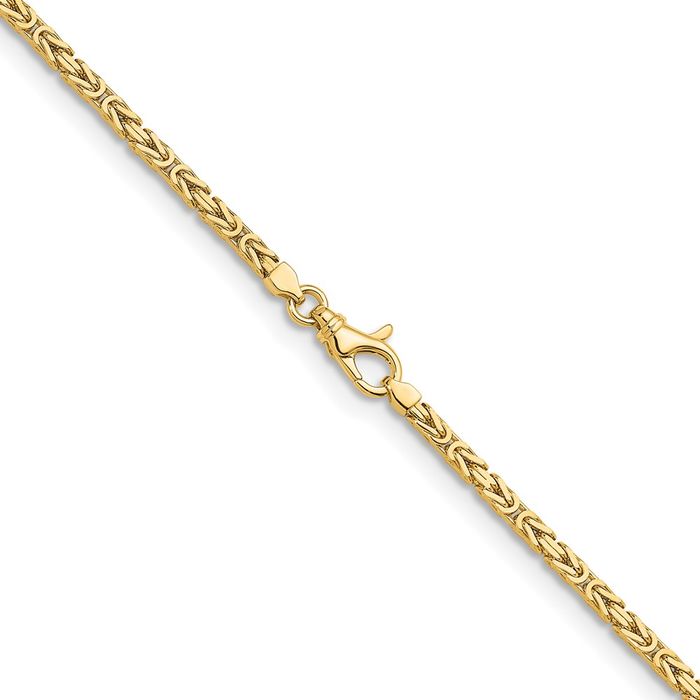 14K Solid Yellow Gold 2.8mm Byzantine Chain Necklace