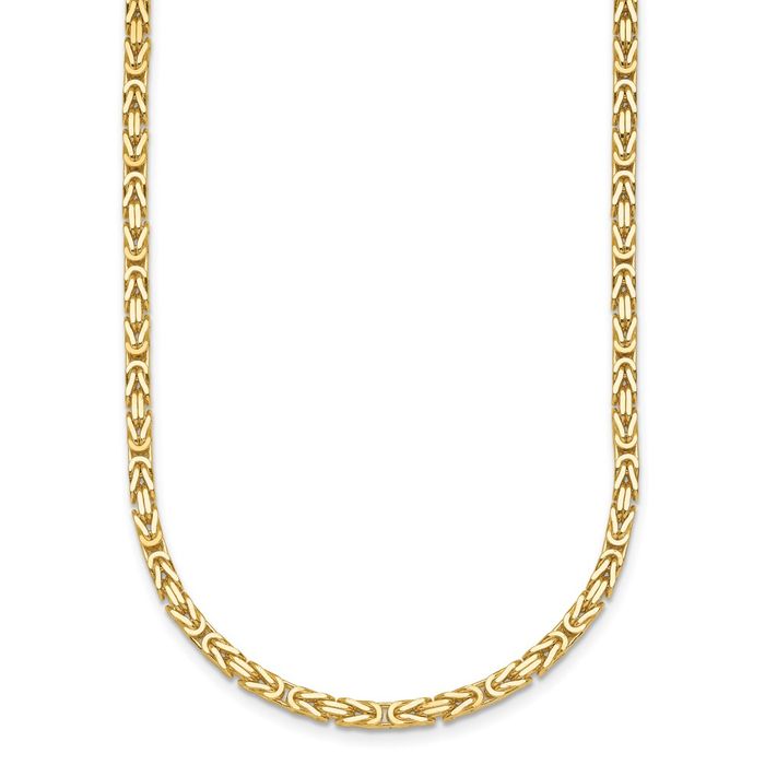 14K Solid Yellow Gold 2.8mm Byzantine Chain Necklace