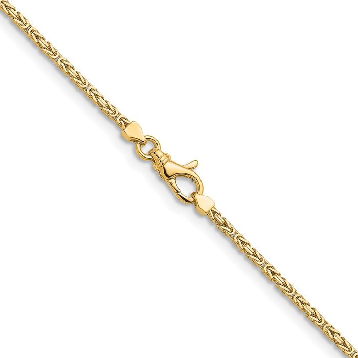 14K Solid Yellow Gold 2mm Byzantine Chain Necklace Viking