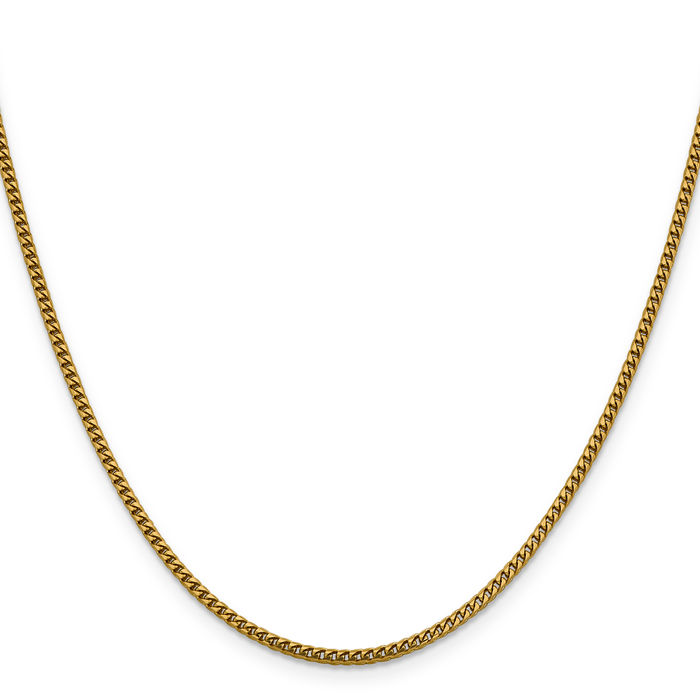 14K Solid Yellow Gold 2mm Franco Link Chain Necklace