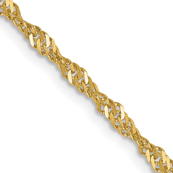 14K Solid Yellow Gold 2mm Singapore Chain Necklace