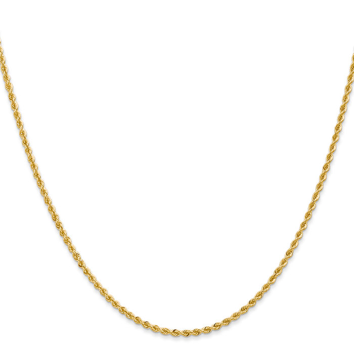 14K Solid Yellow Gold 2mm Rope Chain Twisted Link Necklace