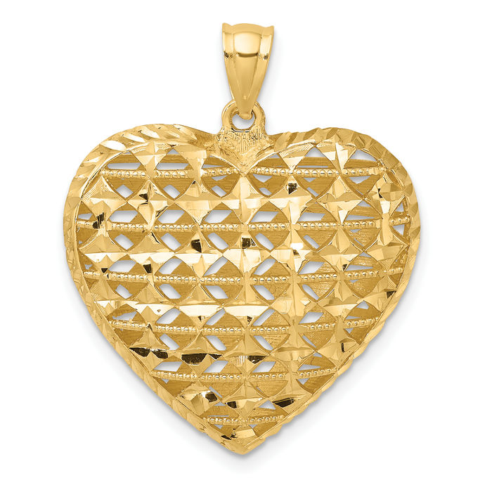 14K Solid Yellow Gold Heart Necklace Love Pendant Charm