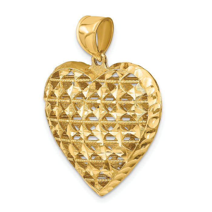 14K Solid Yellow Gold Heart Necklace Love Pendant Charm