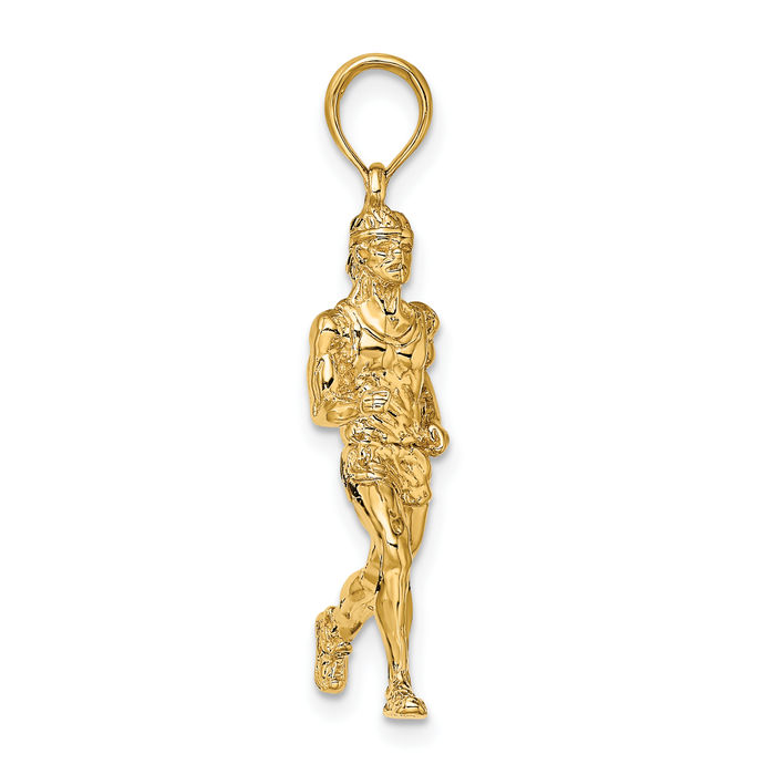 14K Solid Yellow Gold Runner Necklace Running Charm Sports Pendant