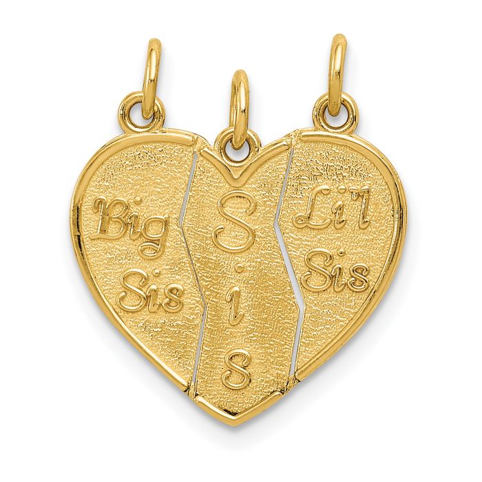 14K Solid Yellow Gold 3 piece Break apart Big Sis Lil Necklace