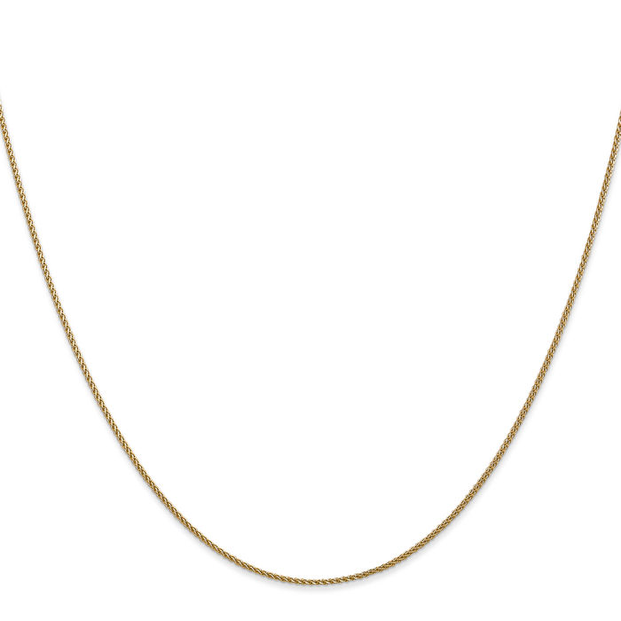 14K Solid Yellow Gold 1.05mm Spiga Wheat Link Chain Necklace