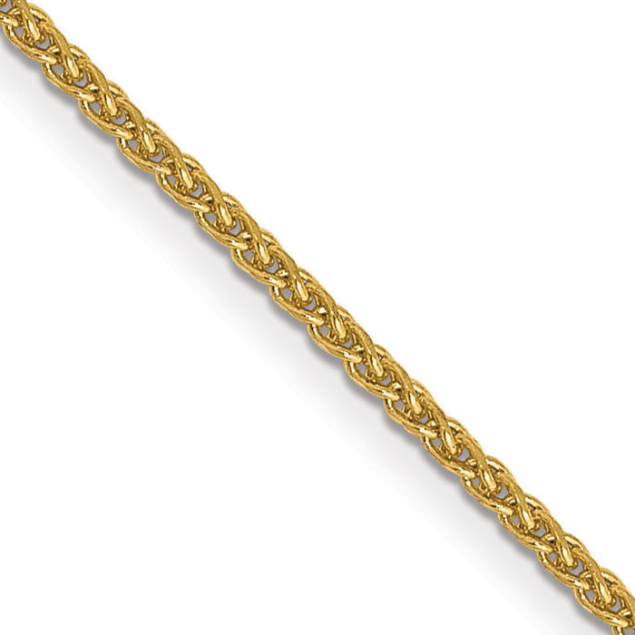 14K Solid Yellow Gold 1.05mm Spiga Wheat Link Chain Necklace