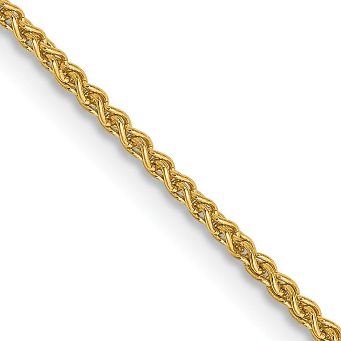 14K Solid Yellow Gold 1.25mm Spiga Wheat Link Chain Necklace