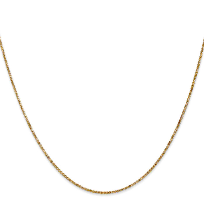 14K Solid Yellow Gold 1.25mm Spiga Wheat Link Chain Necklace